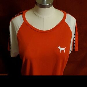 Pink Red and White T-Shirt with Dog Logo